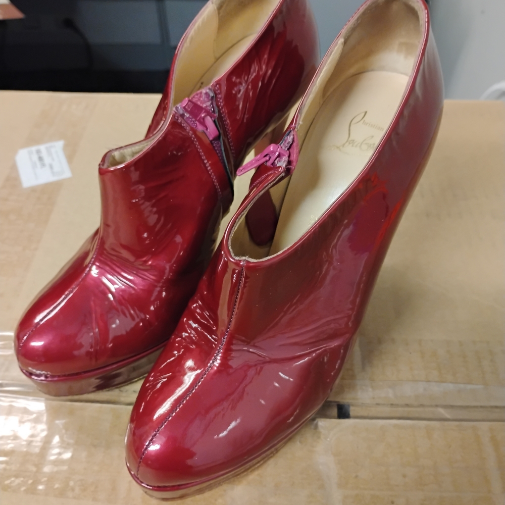 Christian Louboutin Purple Patent Leather Booties